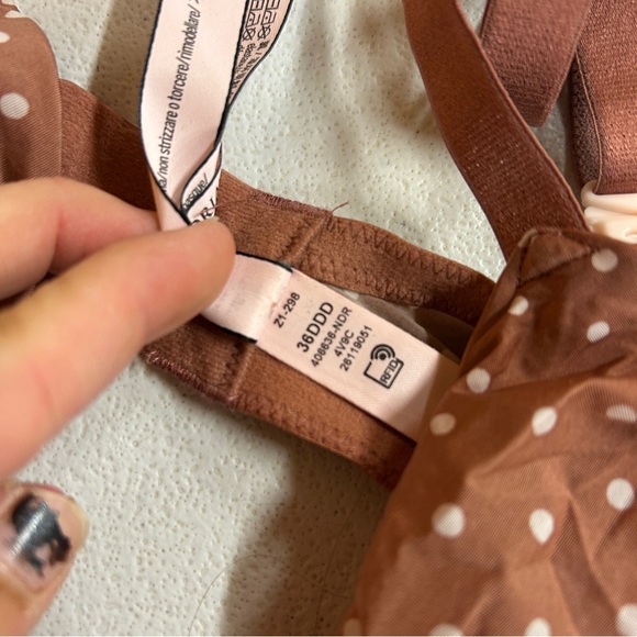 Victoria’s Secret Polka Dot Underwire Bra in Brown - Size 36DDD - Picture 4 of 7